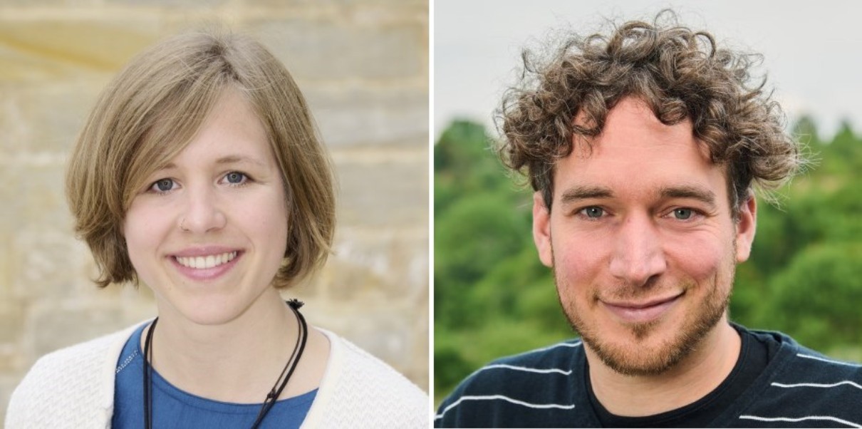 Eine Frau und ein Mann auf zwei Portraits. Eine Frau und ein Mann auf zwei Portraits.