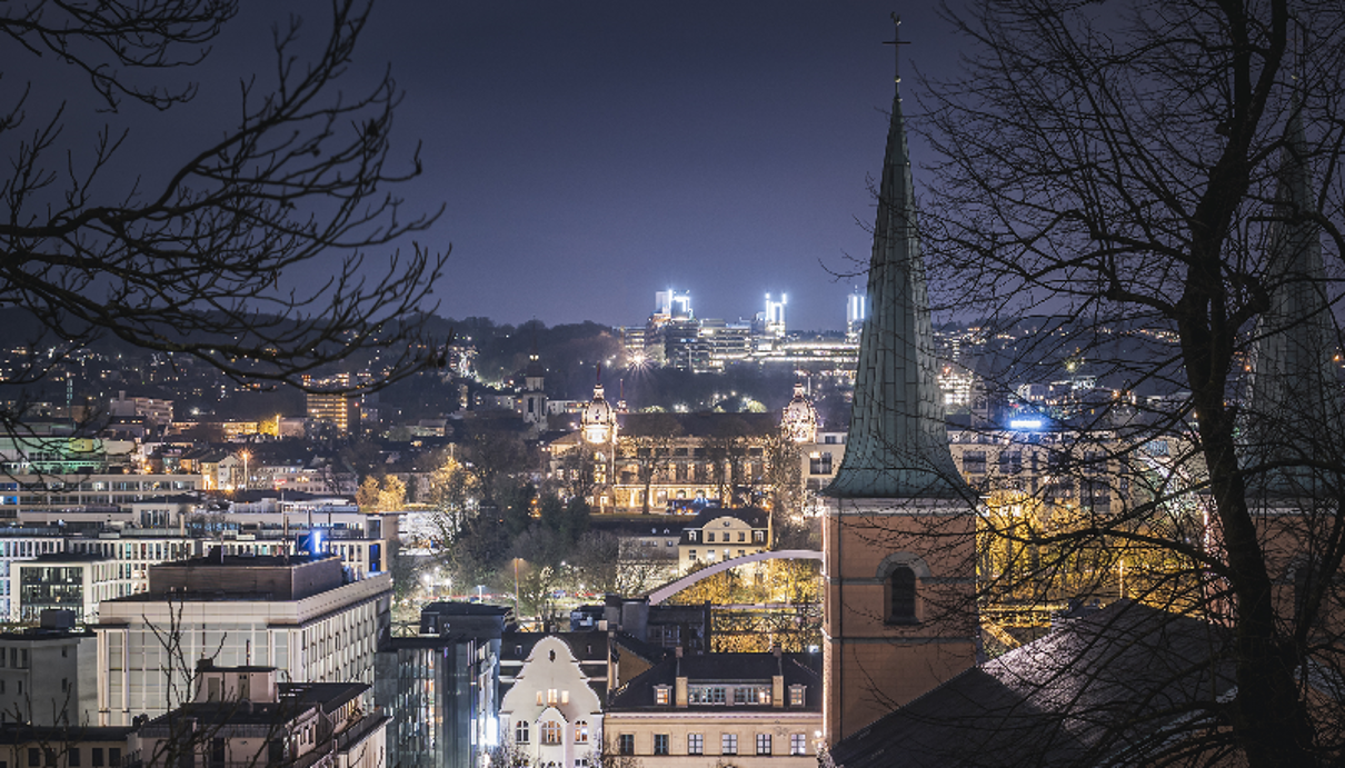 Aublick vom Ölberg in Wuppertal bei Nacht