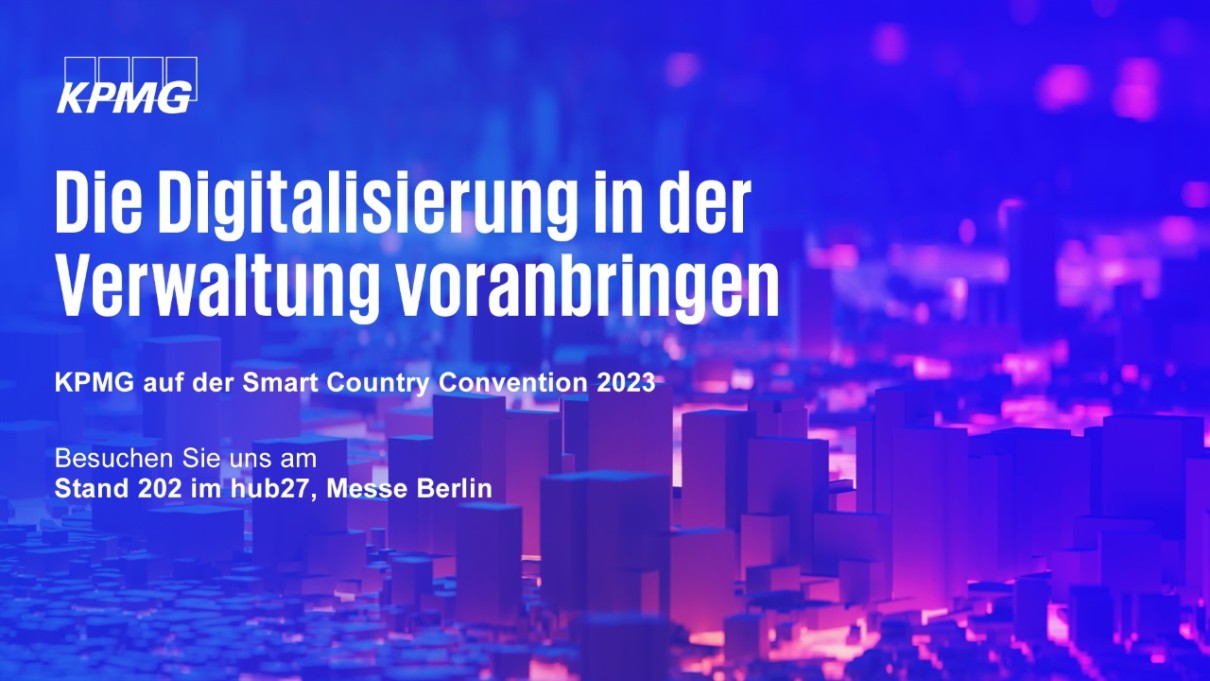 Keyvisual KPMG, mit der Aussage „Die Digitalisierung in der Verwaltung voranbringen