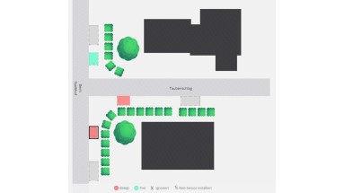 Grafik einer Straßenkreuzung aus der Vogelperspektive 