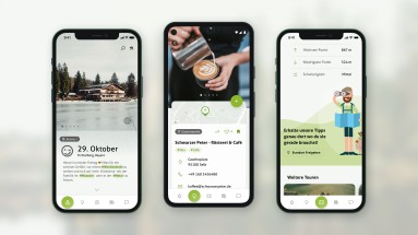 Drei Ansichten der Fichtel-App Drei Ansichten der Fichtel-App